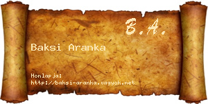 Baksi Aranka névjegykártya