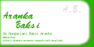 aranka baksi business card